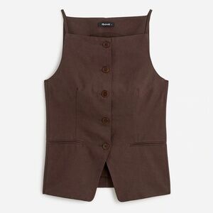 Square Neck Vest in Drapey Twill